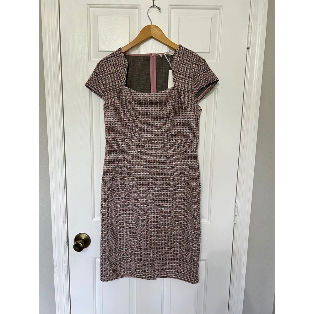 Grace Karin Womens Medium Tweed Sheath Dress Pink Black Multi Square NWT